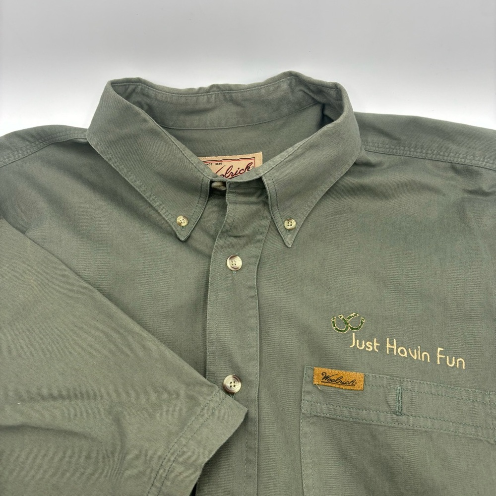 woolrich Outdoor Wear Short Sleeve XXL Green Logo On Chest